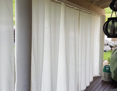 wetterfeste, fleckenabweisende outdoor Vorhänge für den Durchblick von innen nach aussen aber nicht umgekehrt!