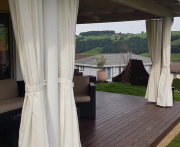 wetterfeste, fleckenabweisende outdoor Vorhänge für den Durchblick von innen nach aussen aber nicht umgekehrt!